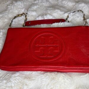 Tory Burch Red Leather Clutch